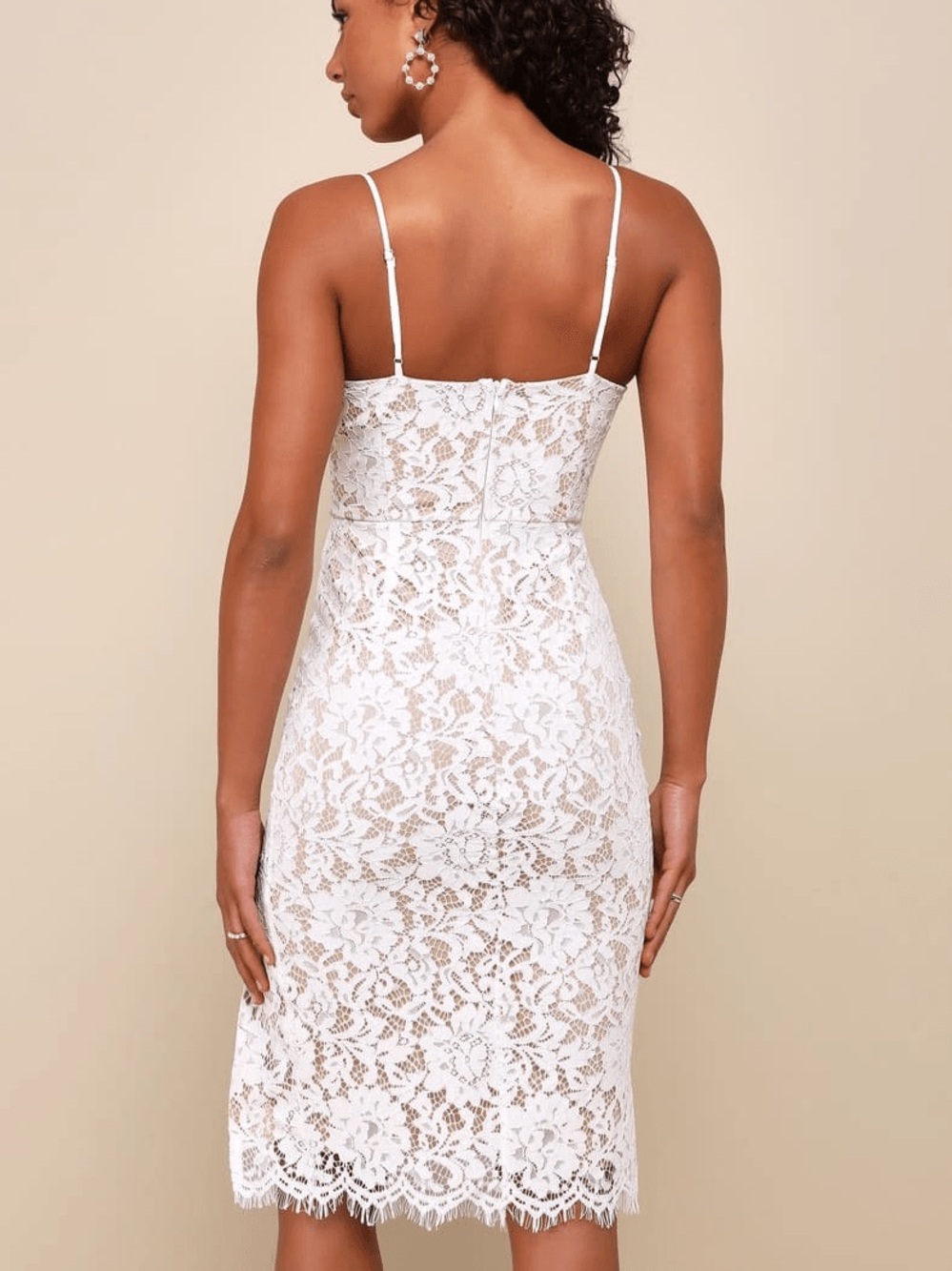 NWT Lulus Allure White Crochet Lace Bodycon Midi Dress - Picture 2 of 6